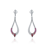 Hollow Tear Drop Natural Gemstones Silver Drop Earrings